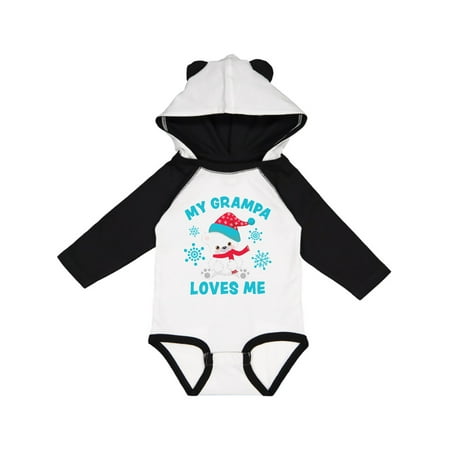 

Inktastic Polar Bear My Grampa Loves Me in Santa Hat with Snowflakes Gift Baby Boy or Baby Girl Long Sleeve Bodysuit