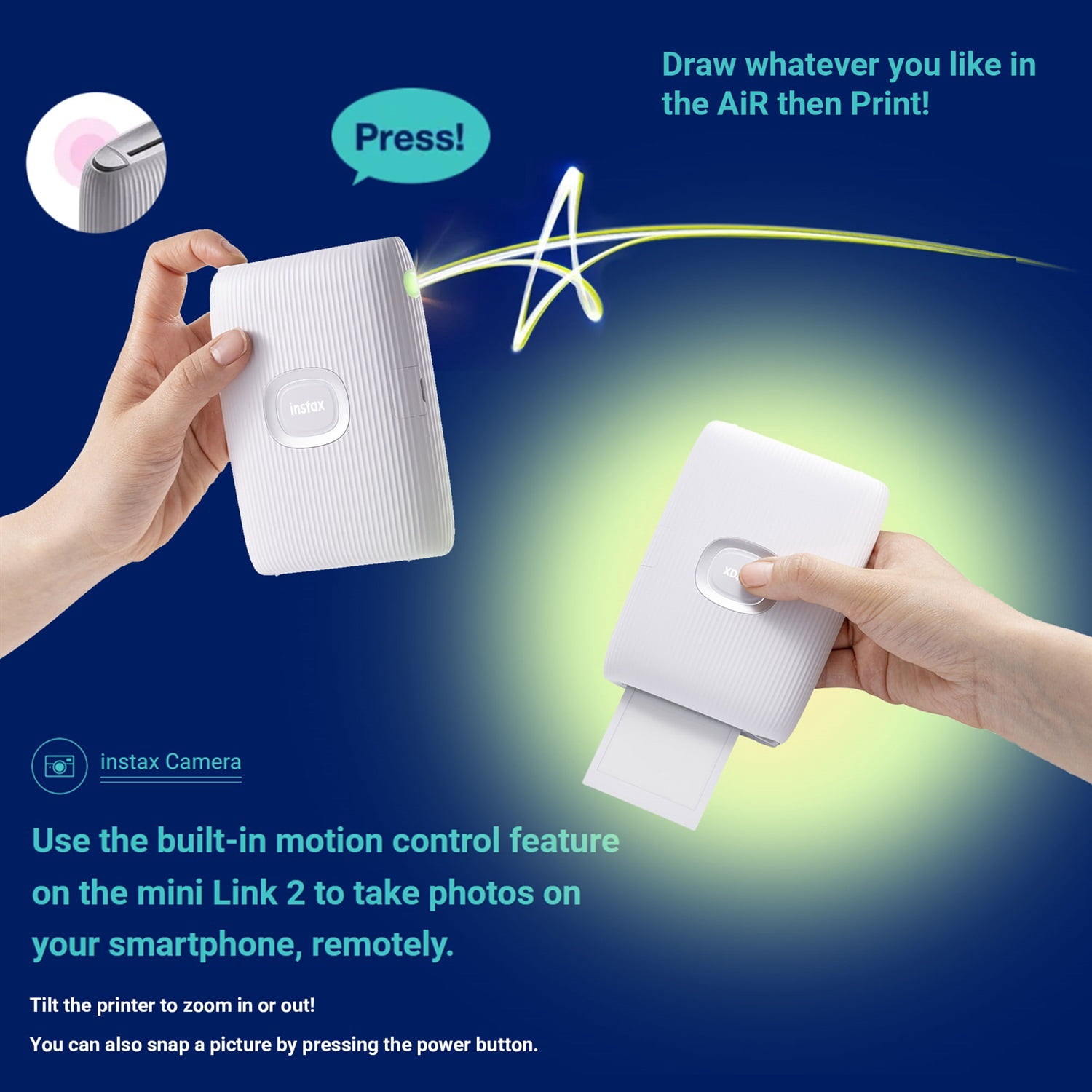 Fujifilm INSTAX Mini Link 2 Smartphone Printer (Clay White) Bundle with Instax Mini Twin Pack Film (20 Sheets), Photo Album, Sticker Frames & Bouquet Holder, Bluetooth Instant Photo Printer