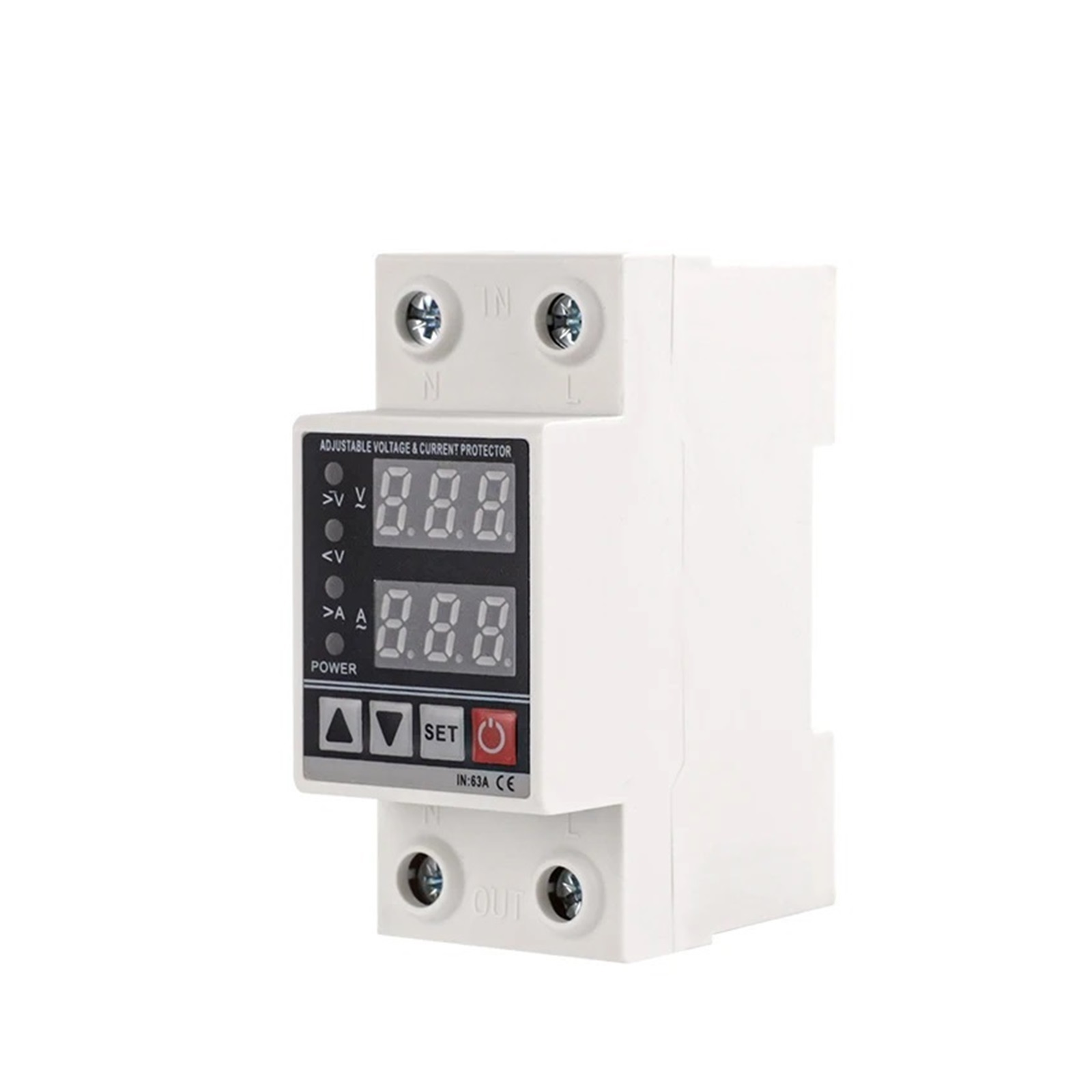 EJYWPSWD GP3-VA Din Rail Over Current Protector over Voltage under Voltage Protective Device 40A 63A Voltage Protector 220VAC