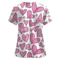 thumbnail image 4 of felwors Printed Scrub Tops Women V Neck Short Sleeve Plus Size Scrubs for Womens Nursing Uniforms Shirts with Pockets (Pink, L), 4 of 5