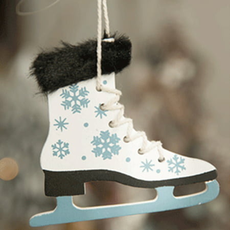 Snowflake Pattern Wooden Sleds Boots Christmas Xmas Tree Hanging