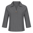 thumbnail image 6 of Pxiakgy Women's Summer Linen Shirts Henley Tops Oversized Tshirts Vintage Vacation Tees Lightweight Shirt Casual Blouses Roll Up Sleeve Shirt 3/4 Length Sleeve Womens Tops Gauze Shirts Tunics Top XL, 6 of 7
