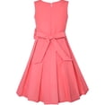 thumbnail image 3 of Girls Dress Color Block Contrast Bow Tie Coral White Party 12, 3 of 7