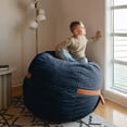 thumbnail image 6 of Big Joe Fuf 4Ft Foam Bean Bag Chair with Removable Cover for Kids, Teens, Midnight Blue, Corded Plush, 4 foot Large Reading and Gaming Seat, 6 of 7