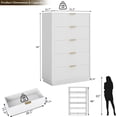 thumbnail image 2 of Fluted Dresser for Bedroom with 5 Drawers, 31.5" Wide Modern Chest of Drawers with Lighting, Wooden Dresser TV Stand with Curved Edges, Closet Organizer for Living Room, Hallway,White, 2 of 9