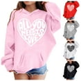 thumbnail image 5 of Valentine's Day Hoodies for Teen Boys Hoodies Love Print Oversized Hoodie Long Sleeves Comfy Loose Pullover Fall Winter Clothes Girls Tops Size 3T, 5 of 5