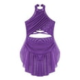 thumbnail image 2 of Rswnyirn Kids Girls Lyrical Dance Dress Sleeveless Front Cutout Backless Leotard Dress Modern Ballet Purple 14, 2 of 9