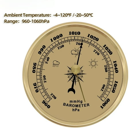 Wall Mounted Household Barometer 960-1060hPa Pressure Gauge Weather Station Metal Wall Hanging Barometer Thermometer