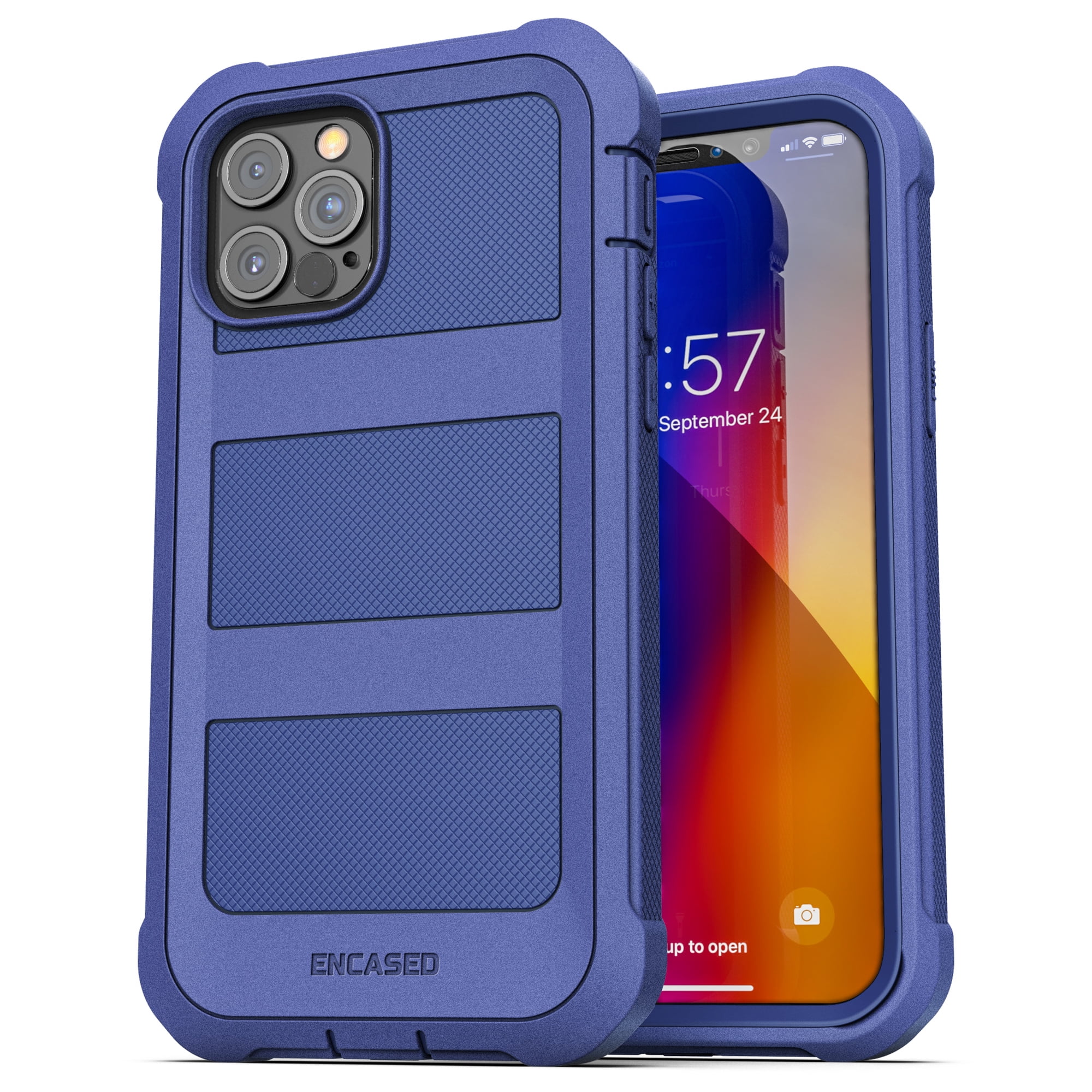 Encased Apple iPhone 12 Pro Max Case with Screen Protector (Falcon Armor) Protective Full Body Cover with Built-In Screen Protector - Purple