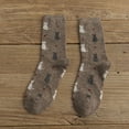 thumbnail image 2 of Arlun 1 Pair Thick Warm Cat Print Casual Socks for Women Cozy Homewear Fashion Warm Medium Tube Socks Fall Winter Comfort Mid-Calf Socks for Daily Wear Coffee One Size, 2 of 3
