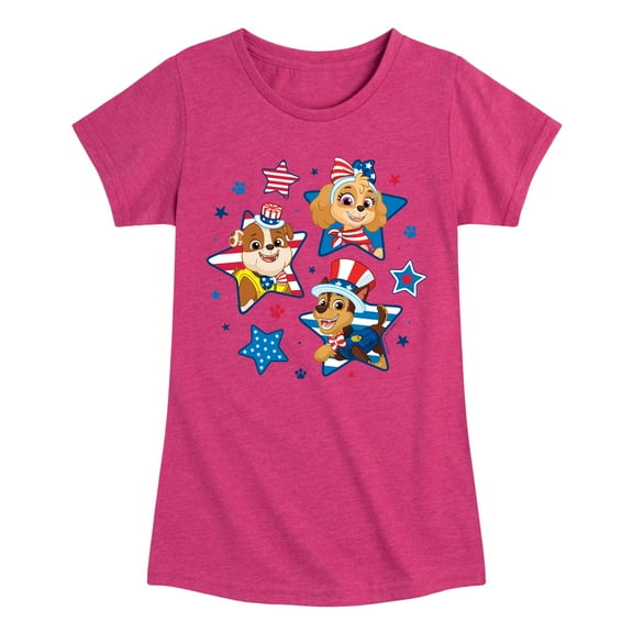 Paw Patrol - Americana - 4th of July Pup Stars - Toddler & Youth Girls Short Sleeve Graphic T-Shirt