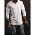 thumbnail image 3 of FAROOT Men's Spring Autumn Casual T-shirt Solid Color Long Sleeve Crewneck Button Down Shirt Tops, 3 of 7