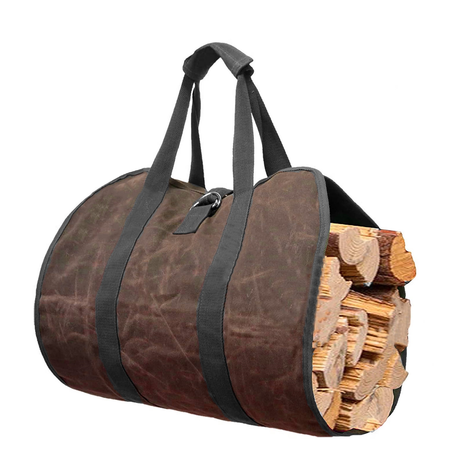 Large Wood Storage Bag Hete-supply Portable Firewood Carrier Canvas Tote Firewood Holder Bags With Padded Handle & Shoulder Strap Black Log Carrier Bag