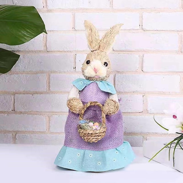 2 Suministros para Fiestas Temáticas de Pascua con de Paja de Pascua para Vacaciones de Primavera en Interiores. Macarena Conejo de Pascua de paja