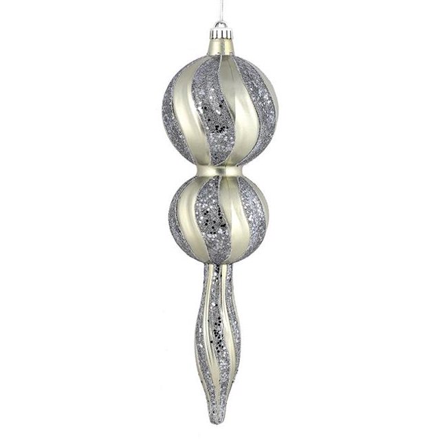 Vickerman N186925D 16.5 in. Limestone Candy Glitter Finial Ornament