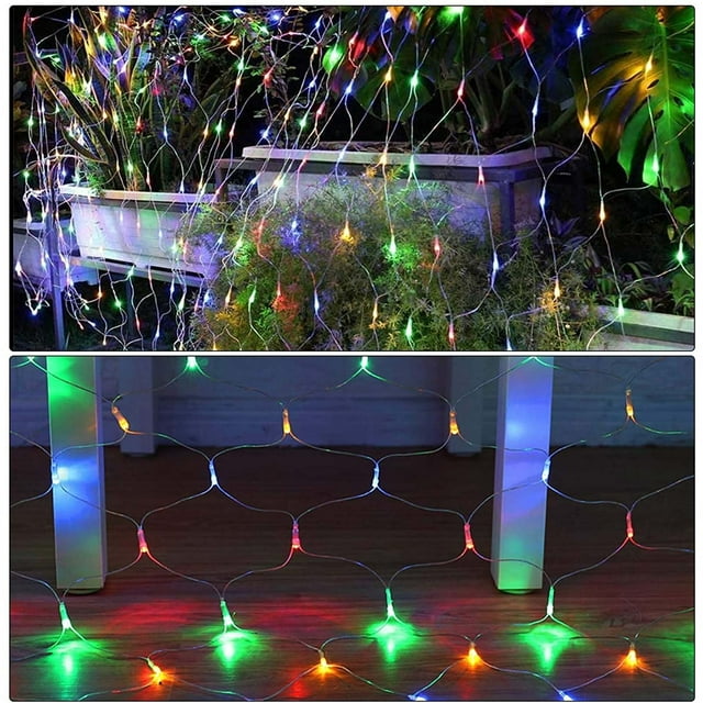 Agiferg Solar Net Mesh String Lights Outdoor Waterproof LED Lights For Party Christmas