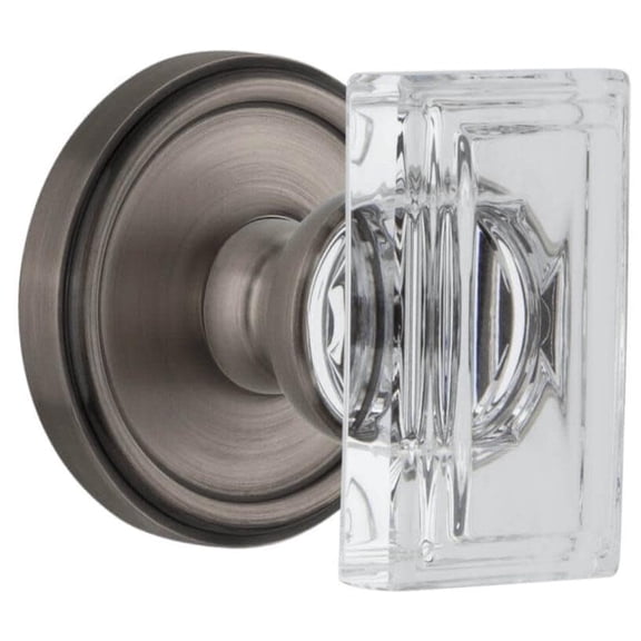 Grandeur Geoccr_Prv_234_Cs Carre Crystal Solid Brass Privacy Door Knob Set - Grey
