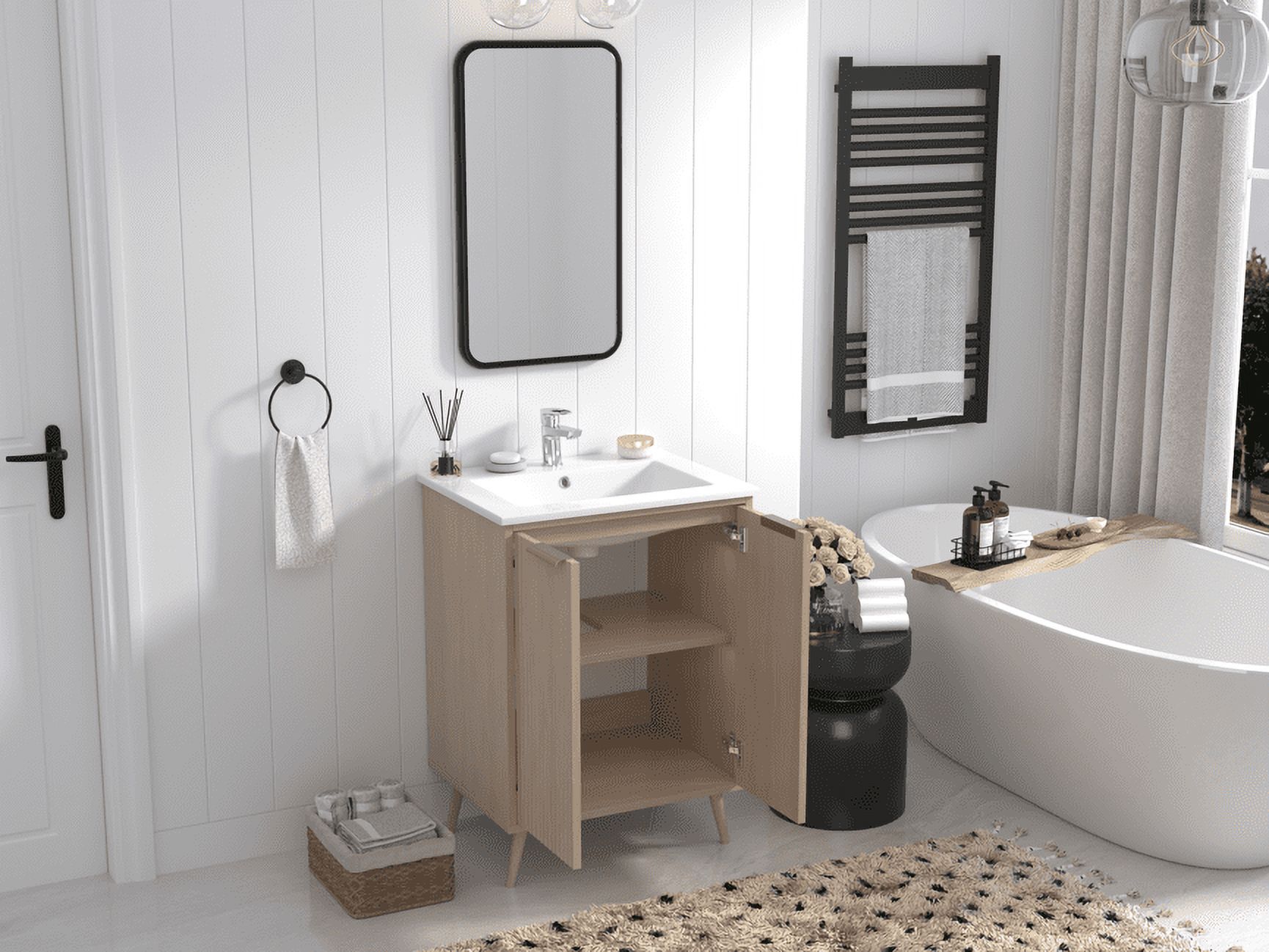 Tennant Brand 24" Light Wood Bathroom Vanity with Integrated Sink Top
