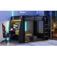 thumbnail image 7 of Mirightone Wood Queen over Queen Bunk Bed with Gaming Desk and Storage Shelves, Gaming Bunk Bed with LED Light & Charging for Gamer - Black+Gray, 7 of 7