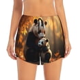thumbnail image 2 of Balery Maple Forest Panda Pantalones cortos deportivos para mujer con forro y dos bolsillos, elásticos, para entrenamiento, gimnasio, yoga-Small, 2 of 7