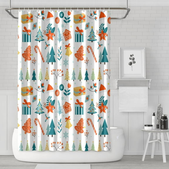 Merry Christmas Shower Curtain for Bathroom Winter Christmas Snowflake Shower Curtains Waterproof Beautiful Bathroom Curtains Hooks Included,72x72Inch