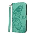 thumbnail image 6 of SaniMore Wallet Case for Samsung Galaxy A54 5G, PU Leather Embossed Butterfly Flip Folio Cover Card Holder [Kickstand][Wrist Strap] All Arpund Protective Shockproof Shell, Green, 6 of 18