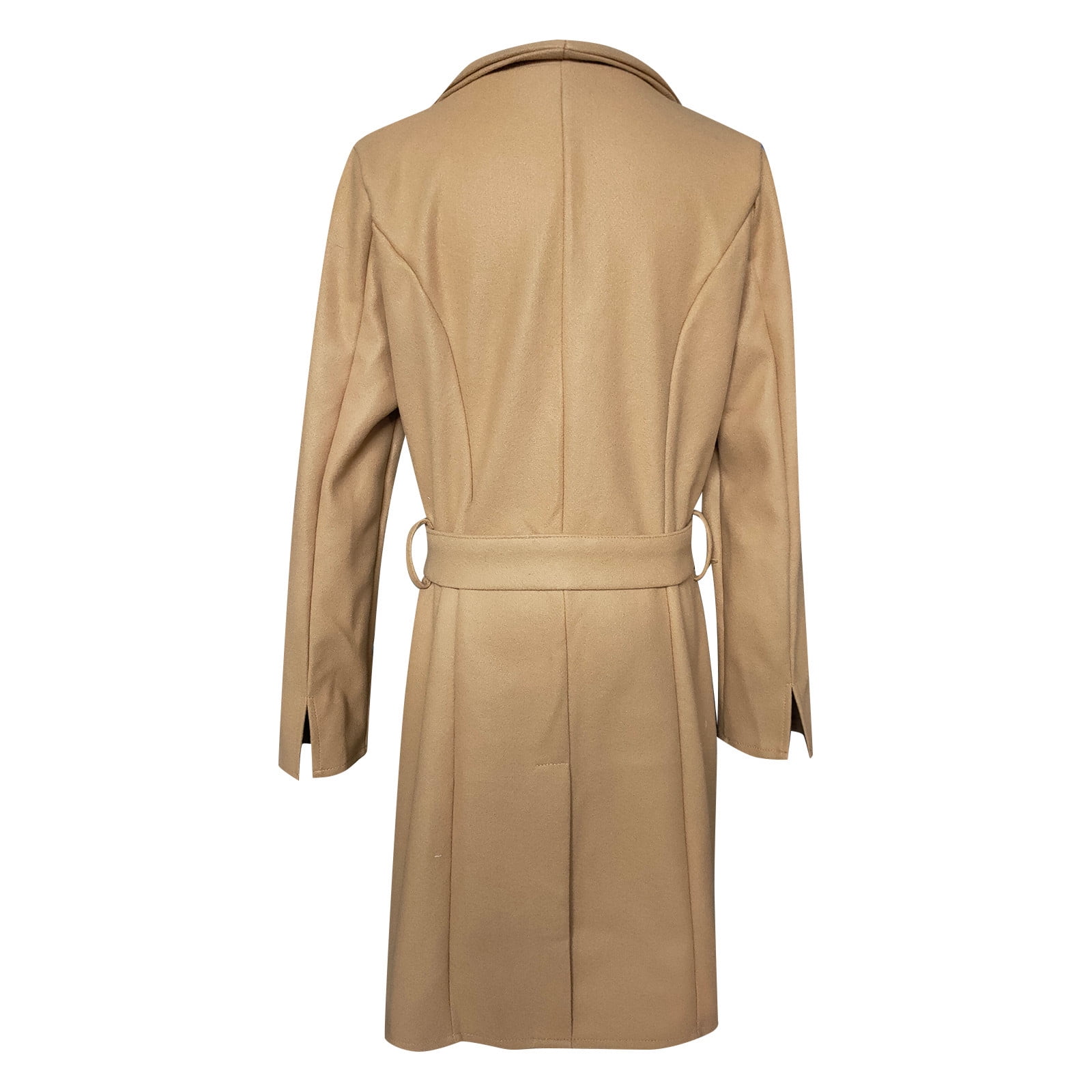 Qiaocaity Womens Fall Fashion Long Trench Coat 2022, Womens Lapel Woolen  Cloth Coat Trench Jacket Long Overcoat Outerwear Cardigan, Khaki, S