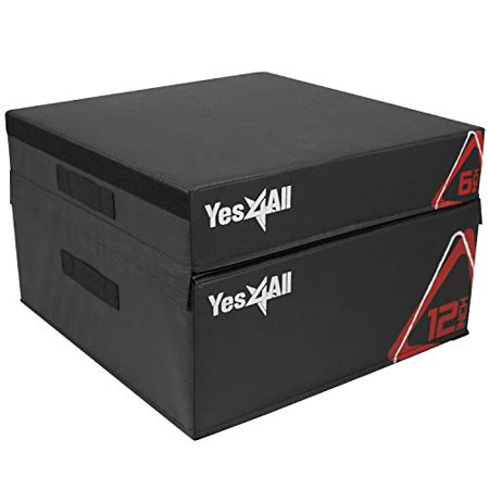 Yes4All Soft Plyo Box / Plyometric Jump Box Adjustable Plyo Box / Foam Plyo Box for Jump Training  Fitness and Conditioning (6 + 12 inch  Black)