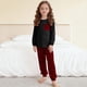 thumbnail image 5 of Conjuntos de blusa y camisa de manga larga con cuello redondo para niños y niñas de 5 a 14 años con estampado y bolsillo. Conjunto de top y pantalón de manga larga., 5 of 9
