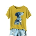 thumbnail image 2 of Qulqfy Women Cartoon Shirts Cute Dog Print Puppy Shirts Yellow Graphic Short Sleeve Tops for Women L, 2 of 4