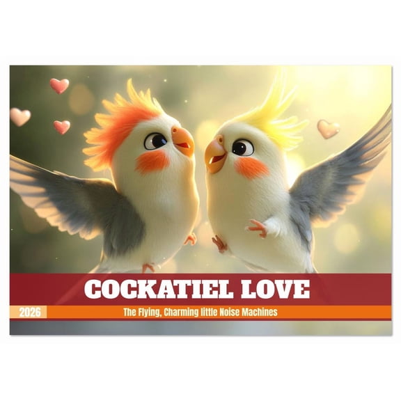 Cockatiel Love  (Monthly Wall Calendar 2026 16.5 x 23.4 (open)), CALVENDO 14 Month Calendar
