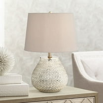 360 Lighting Cottage Accent Table Lamp 19 1/2" High Mercury Glass Teardrop Gray Drum Shade for Bedroom Bedside Nightstand Office
