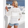 thumbnail image 4 of Drvitor Beach Cover Up for Women Summer Hollow V-Neck Crochet Tops Casual Loose 3/4 Sleeve Swimsuit Cover Up, 4 of 7