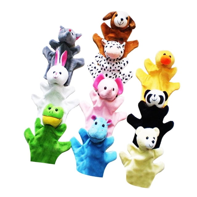 conjunto de 10 piezas marionetas de de mano juguetes educativos de peluche de historieta Sunnimix Juguetes de marionetas de mano