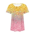 thumbnail image 4 of Otvok Summer Tops for Women Casual Short Sleeve T-Shirts Multicolor Pleated Round-Neck Blouses, 4 of 6