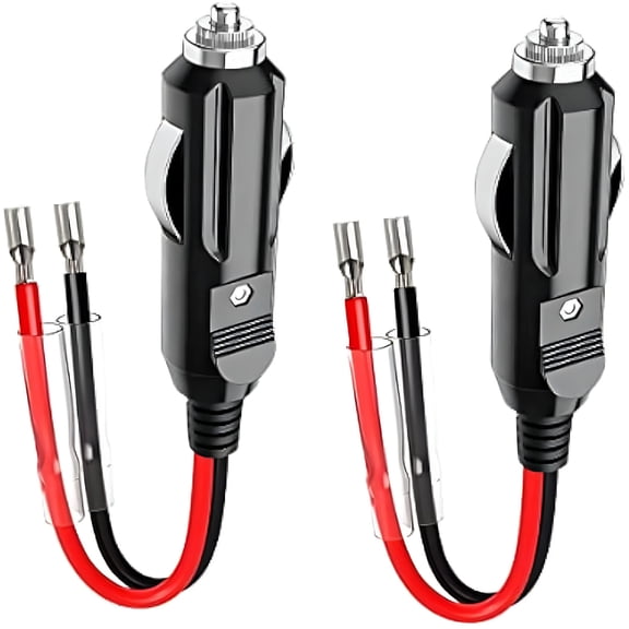 GJX 12V Fused Male Cigarette Lighter Plug, Replacement Car Adapter with Leads and LED Light, 16AWG Extension Cable with 15A Fuse, Automotive Power Supply Connectors Accessories (4)