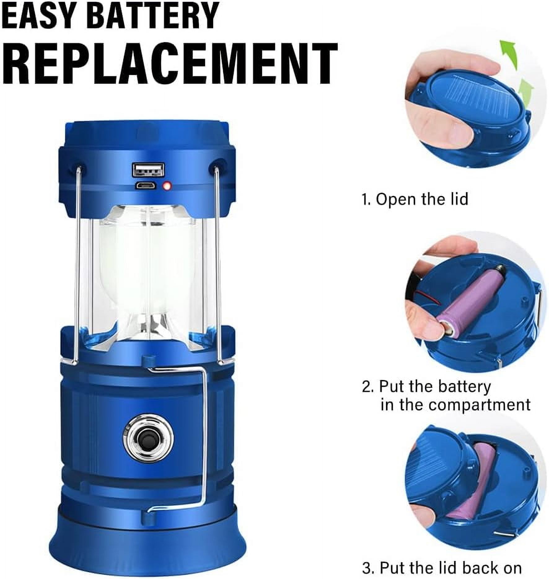 Camping Lantern 1200mAh USB Rechargeable Solar Charging Tent Lamp Collapsible LED Camping Light Power Supply for Phone for Outdoors Emergency Hiking Fishing