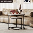 thumbnail image 6 of Nesting Tables Set of 2, Round Coffee Table, Small Nesting Coffee Table with Adjustable Non-Slip Fee, Wood Grain Top Nesting Tables for Living Room, Bedroom (Wood Grain Grey), 6 of 7