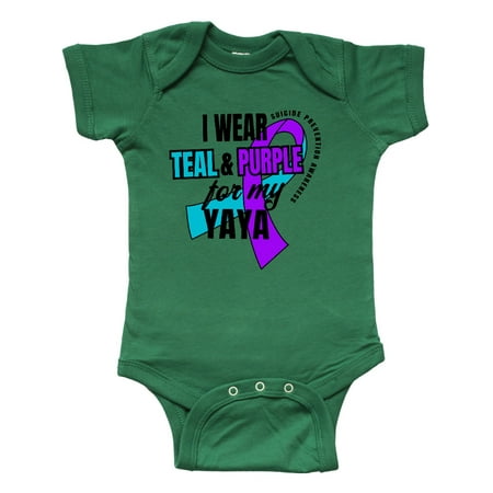 

Inktastic Suicide Prevention I Wear Teal and Purple for My Yaya Gift Baby Boy or Baby Girl Bodysuit