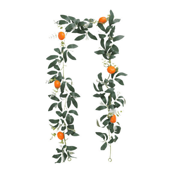 Niceminiwall 67.7 inch Artificial Citrus Garland with Realistic Orange Fruits White Flowers Green Leaves for Home Wedding Decor