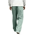 thumbnail image 4 of Dresfit Corduroy Pants Men Baggy Wide Leg Sweatpants Textured Solid Travel Slacks Summer Spring Drawstring Loose Fit Lightweight Big and Tall Trousers Light Green 4XL, 4 of 6
