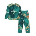 thumbnail image 2 of Wukai Around The Planet Print Women's Pajama Set - Soft Long Sleeve Sleepwear for Comfort and Style-X-Large, 2 of 9