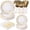 White and Gold Dot, variant on White and Rose Gold Party Supplies, 175 Pcs Disposable Dinnerware Set Serves 25 White Rose Golden Dot Plates Cups and Napkins Gold Plastic Forks Knives Spoons Party Supplies for Birthday Wedding