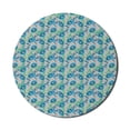 thumbnail image 1 of Floral Mouse Pad for Computers, Vintage Toned Garden Bouquets Flowering Leaves Meadow Blossoms Motif, Round Non-Slip Thick Rubber Modern Mousepad, 8" Round, Green Sky Blue Pale Sepia, by Ambesonne, 1 of 2