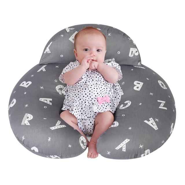Almohada de lactancia AMASKY talla grande ergonómica gris con letras