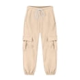 thumbnail image 3 of Guluxicc Kids Boys Girls Cargo Sweatpants Loose Drawstring Joggers Stretchy Running Sports Sweat Pants with Pockets 5-15 Years, 3 of 8