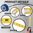 thumbnail image 5 of 10 Pack Tape Measure with Fractions 1/8 Steel Measuring Tape Retractable Easy Read Measurement Ruler Steel Power Blade (25 ft X 1 in,Blue), 5 of 5