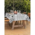 thumbnail image 2 of Outdoor Tablecloth with Umbrella Hole and Zipper, Vintage Bees Crowns Rectangle Table Cloth 60x120 Inch Waterproof Tablecloth, Retro Leaves Rings Gray Wooden Picnic Table Cover for Patio Camping, 2 of 7
