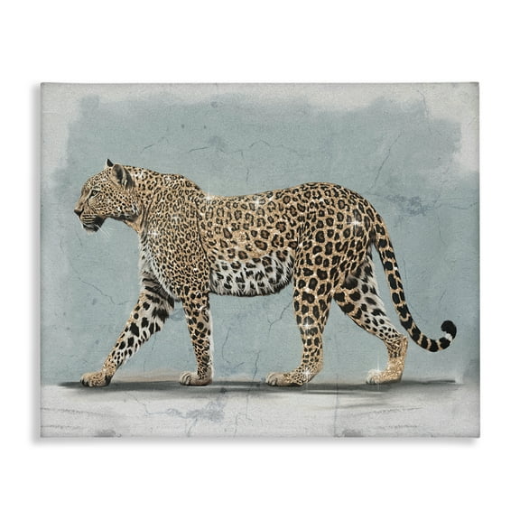 Stupell Industries Stepping Glam Leopard Animals Painting Wrapped Canvas Art Print Wall Art, 20 x 16