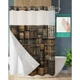 thumbnail image 2 of No Hook Shower Curtain with Snap-in Liner, Medieval Waterproof Fabric Bathroom Curtains, Old Farmhouse Vintage Wood Cabin Country Bath Curtains & Mesh Top Window 60"x72", 2 of 6